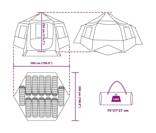 Kabriolet Telts Ar Jumtu Zaļa Un Pelēka 500 X 500 X 294 Cm Vidaxl