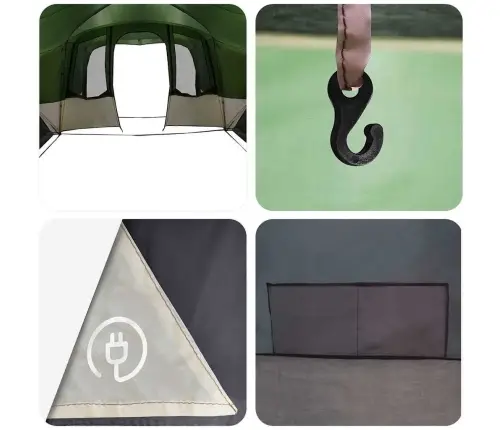 Ģimenes Telts Ar Jumtu Zaļš Un Balts 760 X 645 X 230 Cm Vidaxl