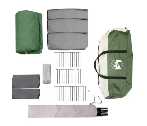 Ģimenes Telts Ar Jumtu Zaļš Un Balts 760 X 645 X 230 Cm Vidaxl