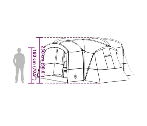 Ģimenes Telts Ar Jumtu Zaļš Un Balts 760 X 645 X 230 Cm Vidaxl