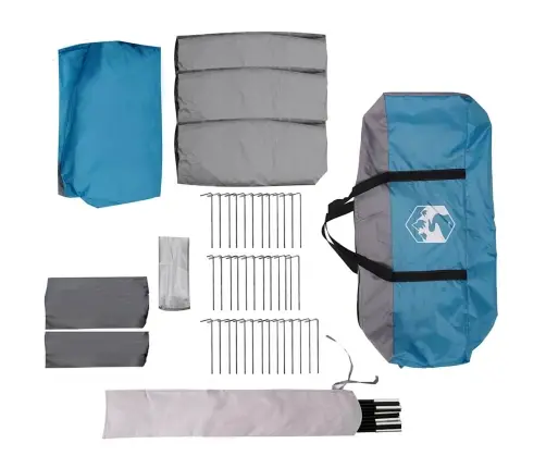 Ģimenes Telts Ar Jumtu Zila Un Pelēka 760 X 645 X 230 Cm Vidaxl