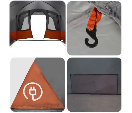 Ģimenes Telts Ar Jumtu Pelēka Un Oranža 760 X 645 X 230 Cm Vidaxl