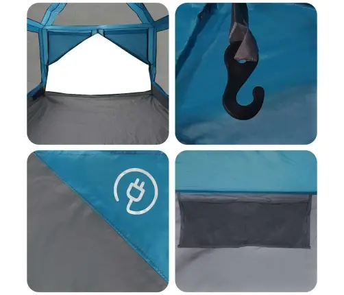 Iekšējā Telts Ar Jumtu Zila Un Pelēka 300 X 300 X 250 Cm Vidaxl