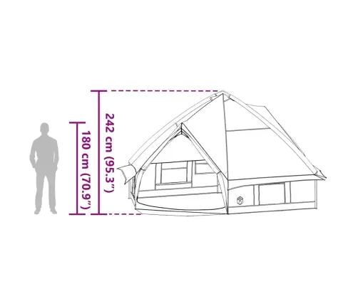 Tīpis Telts Ar Jumtu Zaļš Un Balts 490 X 410 X 210 Cm Vidaxl