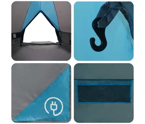 Teepee Palapinė Su Stogu Mėlyna Ir Pilka 490 X 410 X 210 Cm