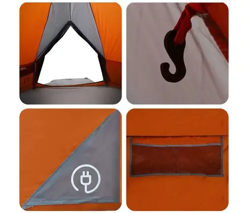 Teepee Telk Katusega Õhuavaga Hall Ja Oranž 490 X 410 X 210 Cm