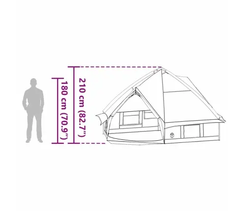 Teepee Palapinė Su Stogu Pilka Ir Oranžinė 490 X 410 X 210 Cm