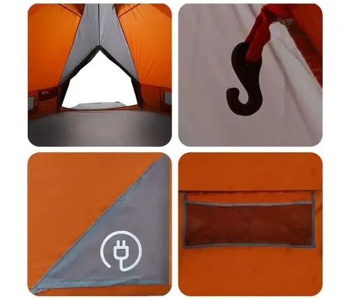 Teepee Palapinė Su Stogu Pilka Ir Oranžinė 490 X 410 X 210 Cm