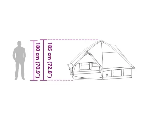 Teepee Palapinė Su Stogu Pilka Ir Oranžinė 490 X 410 X 210 Cm