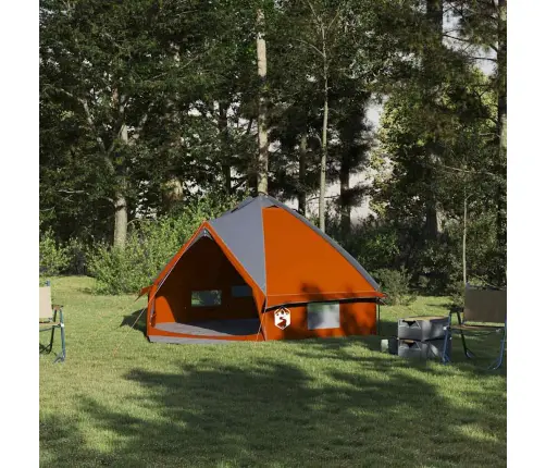 Teepee Palapinė Su Stogu Pilka Ir Oranžinė 490 X 410 X 210 Cm