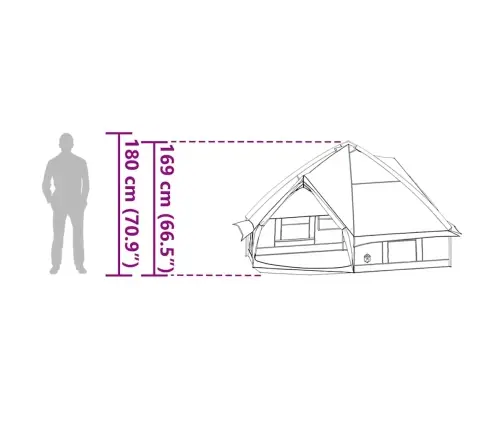 Teepee Palapinė Su Stogu Pilka Ir Oranžinė 490 X 410 X 210 Cm