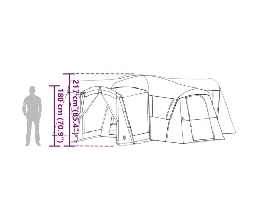 Ģimenes Telts Ar Jumtu Zila Un Pelēka 745 X 700 X 217 Cm Vidaxl