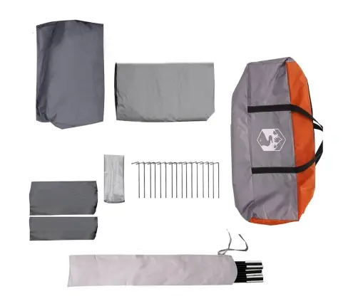 Ģimenes Telts Ar Jumtu Pelēka Un Oranža 460 X 430 X 214 Cm Vidaxl