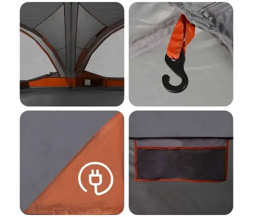 Ģimenes Telts Ar Jumtu Pelēka Un Oranža 460 X 430 X 214 Cm Vidaxl