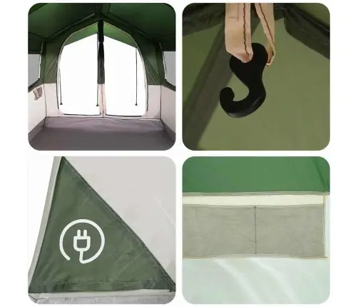 Ģimenes Telts Ar Jumtu Zaļš Un Balts 324 X 255 X 230 Cm Vidaxl