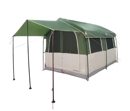 Ģimenes Telts Ar Jumtu Zaļš Un Balts 324 X 255 X 230 Cm Vidaxl