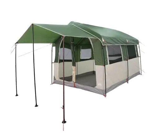 Ģimenes Telts Ar Jumtu Zaļš Un Balts 324 X 255 X 230 Cm Vidaxl