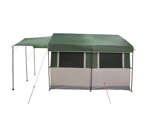 Ģimenes Telts Ar Jumtu Zaļš Un Balts 324 X 255 X 230 Cm Vidaxl