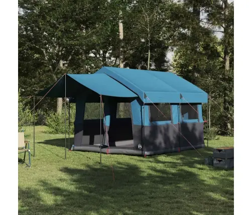 Ģimenes Telts Ar Jumtu Zila Un Pelēka 324 X 255 X 230 Cm Vidaxl