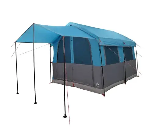 Ģimenes Telts Ar Jumtu Zila Un Pelēka 324 X 255 X 230 Cm Vidaxl
