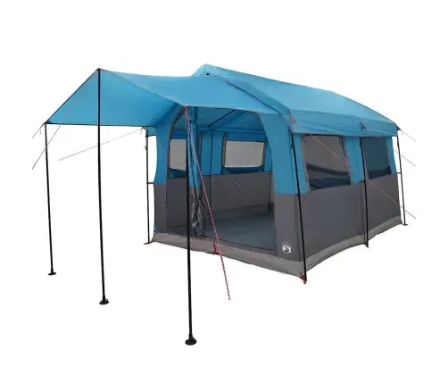 Ģimenes Telts Ar Jumtu Zila Un Pelēka 324 X 255 X 230 Cm Vidaxl