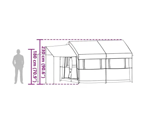 Ģimenes Telts Ar Jumtu Zila Un Pelēka 324 X 255 X 230 Cm Vidaxl