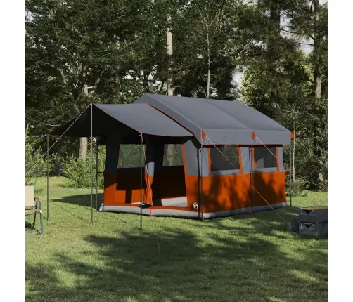 Ģimenes Telts Ar Jumtu Pelēka Un Oranža 324 X 255 X 230 Cm Vidaxl