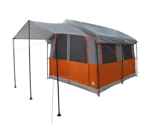 Ģimenes Telts Ar Jumtu Pelēka Un Oranža 324 X 255 X 230 Cm Vidaxl