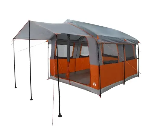 Ģimenes Telts Ar Jumtu Pelēka Un Oranža 324 X 255 X 230 Cm Vidaxl