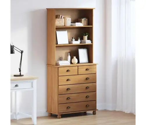 Vitrīna “Askim” Medus Brūna 91X40X199.5 Cm Ciets Koks Vidaxl