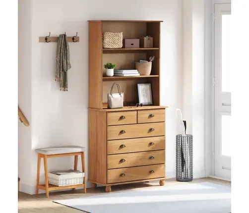 Vitrīna “Askim” Medus Brūna 91X40X199.5 Cm Ciets Koks Vidaxl