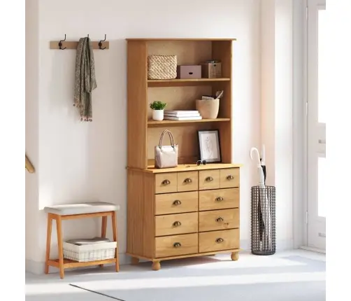 Hučs Askimmedus Brūns 91X40X183 Cm Masīvkoks Priede Vidaxl