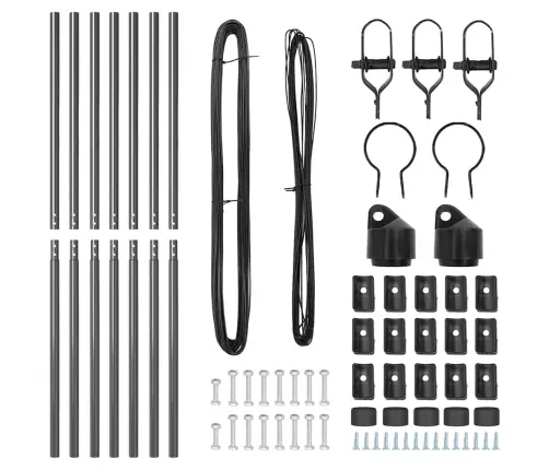 Žoga Stabu Komplekts 7 Pcs Pelēka Ø32Mm 170 Cm Metāls Vidaxl