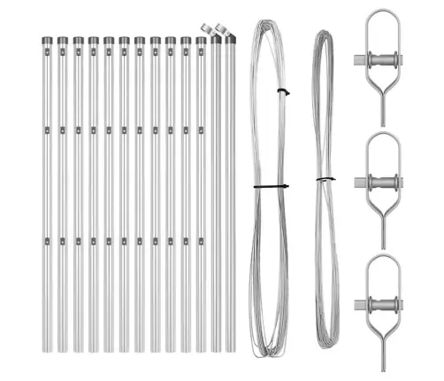 Žoga Stabi Komplekts 13 Pcs Sudraba Ø32Mm 100 Cm Vidaxl