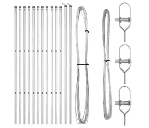 Žoga Stabu Komplekts 13 Pcs Sudraba Ø32Mm 160 Cm Vidaxl