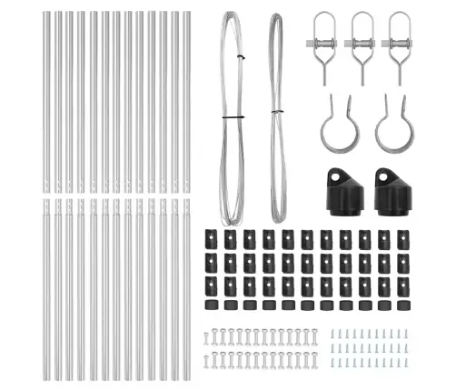 Žoga Stabu Komplekts 13 Pcs Sudraba Ø32Mm 160 Cm Vidaxl