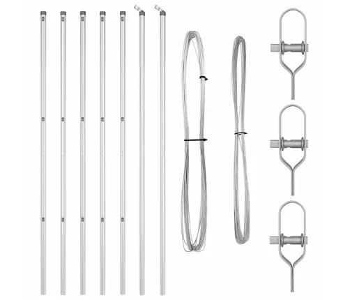 Tvorelių Stulpai 7 Pcs Sidabro Ø32Mm 170 Cm