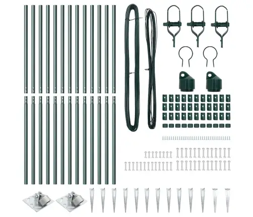 Žoga Stabi Ar Naglu Komplekts 13 Pcs Zaļa Ø32Mm 160 Cm Metāls Vidaxl