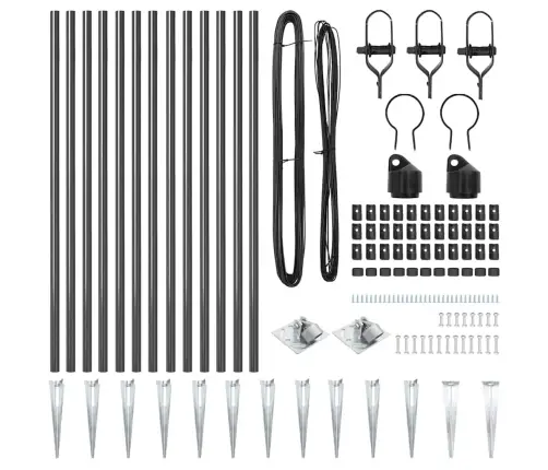 Žoga Postes Komplekts 13 Pcs Pelēka Ø32Mm 60 Cm Vidaxl