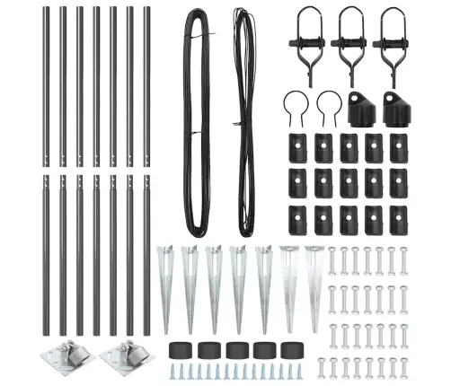 Žogu Postes Komplekts 7 Pcs Pelēka Ø32Mm 140 Cm Vidaxl