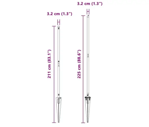 Aiapostid 13 Pcs Hall Ø32Mm 180 Cm Tsingitud Teras