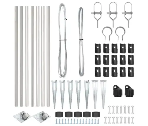 Žogu Stabu Komplekts 7 Pcs Sudraba Ø32Mm 60 Cm Cinkots Tērauds Vidaxl