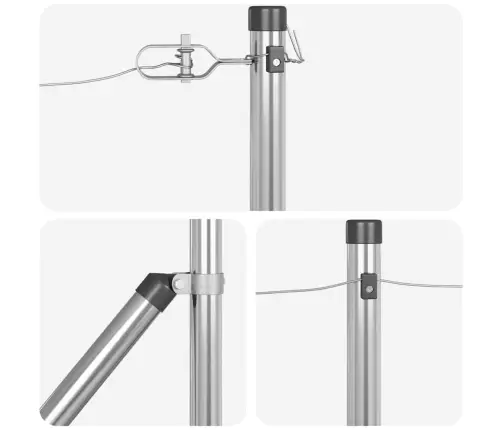Žoga Stabu Komplekts 7 Pcs Sudraba Ø32Mm 100 Cm Tērauds Vidaxl