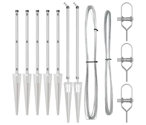 Žoga Stabu Komplekts 7 Pcs Sudraba Ø32Mm 100 Cm Tērauds Vidaxl