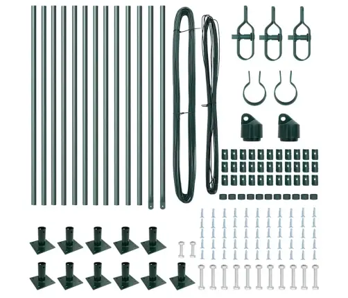 Žogu Stabu Komplekts Ar Pamatnēm 13 Pcs Zaļa Ø32Mm 70 Cm Metāls Vidaxl