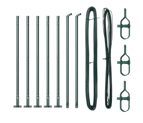 Žoga Stabu Komplekts Ar Pamatplāksnēm 7 Pcs Zaļa Ø32Mm 90 Cm Vidaxl