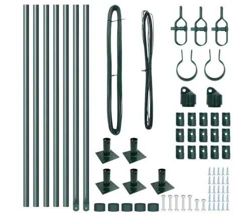 Žoga Stabu Komplekts Ar Pamatplāksnēm 7 Pcs Zaļa Ø32Mm 90 Cm Vidaxl