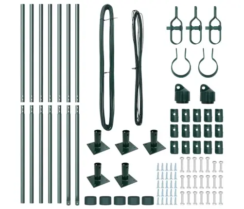 Žogu Stabu Komplekts Ar Bāzes Plāksnēm 7 Pcs Zaļa Ø32Mm 160 Cm Vidaxl