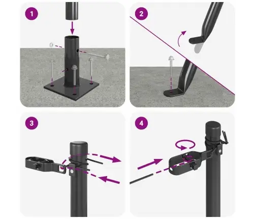 Žoga Stabu Komplekts 7 Pcs Pelēka Ø32Mm 160 Cm Betons Vidaxl