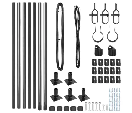 Žoga Stabu Komplekts 7 Pcs Pelēka Ø32Mm 160 Cm Betons Vidaxl